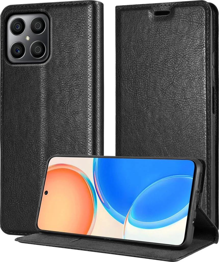 Cadorabo Cover Honor X8 4G Nero Notte: Custodia Libro Magnetica e Stand