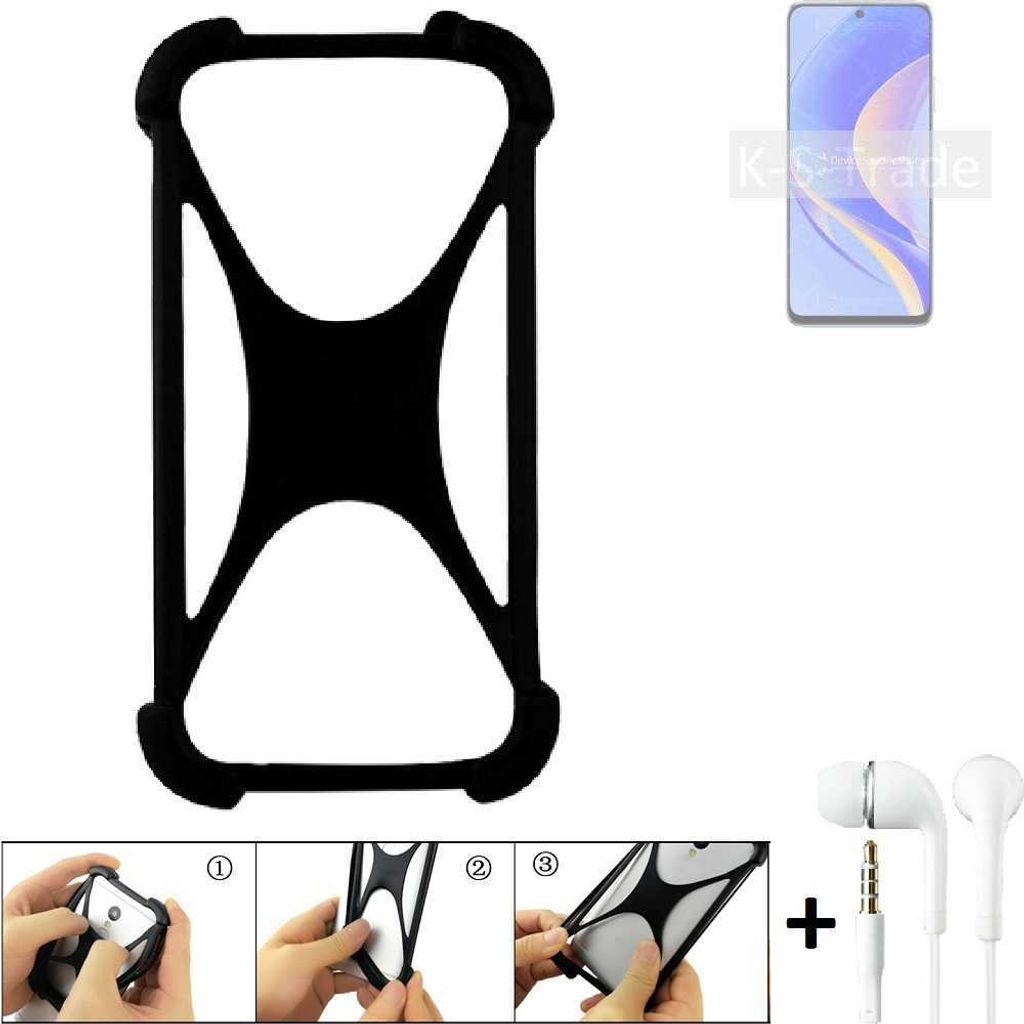 K-S-Trade Handy-Hülle + headphones kompatibel mit Huawei nova Y90 Schutz-Hülle Bumper Silikon Cover Case Silikoncase Silikonbumper TPU Softcase