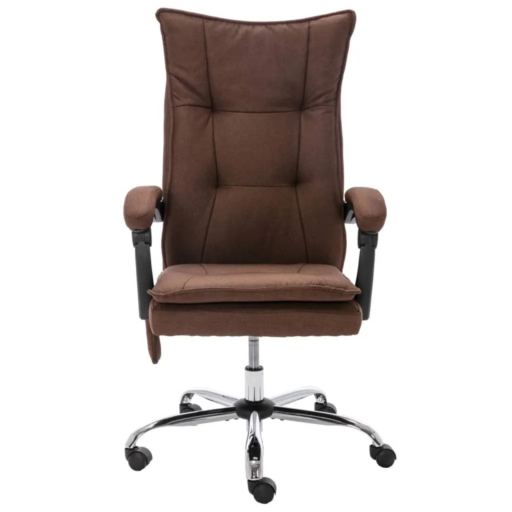 Chaise de bureau de massage inclinable avec télécommande et tissu marron - 2