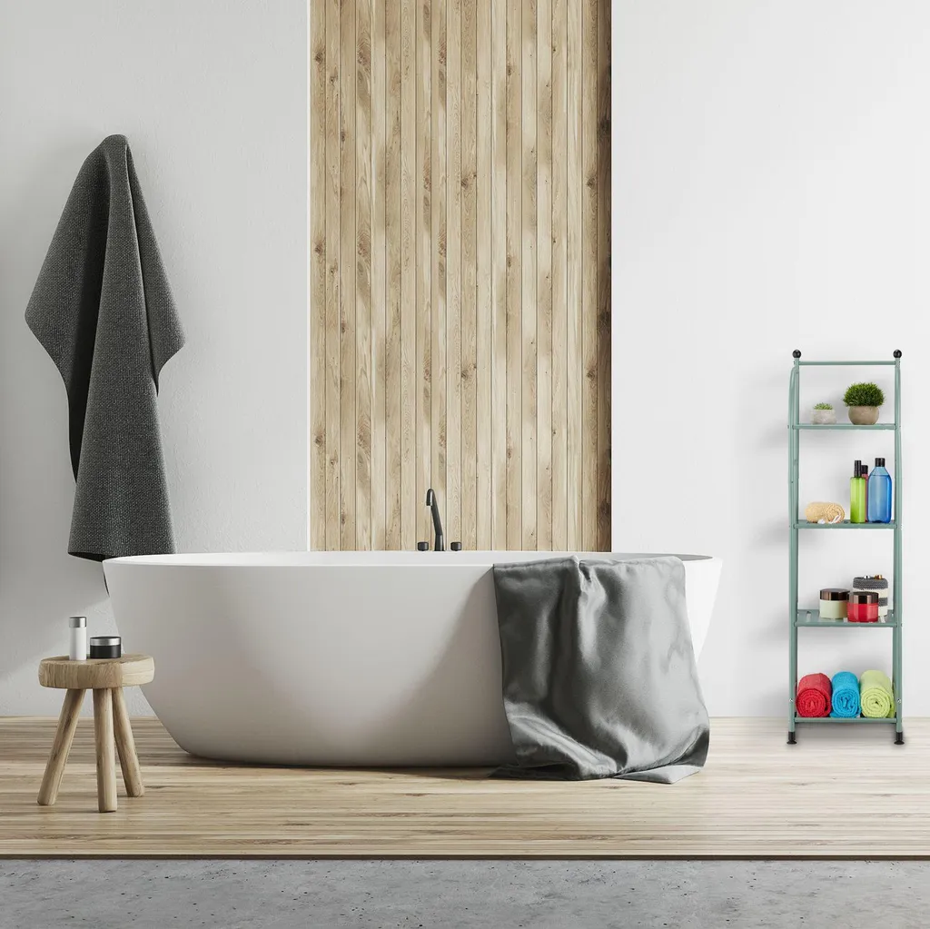 Étagère étroite au sol avec 4 niveaux de rangement en métal noir mat