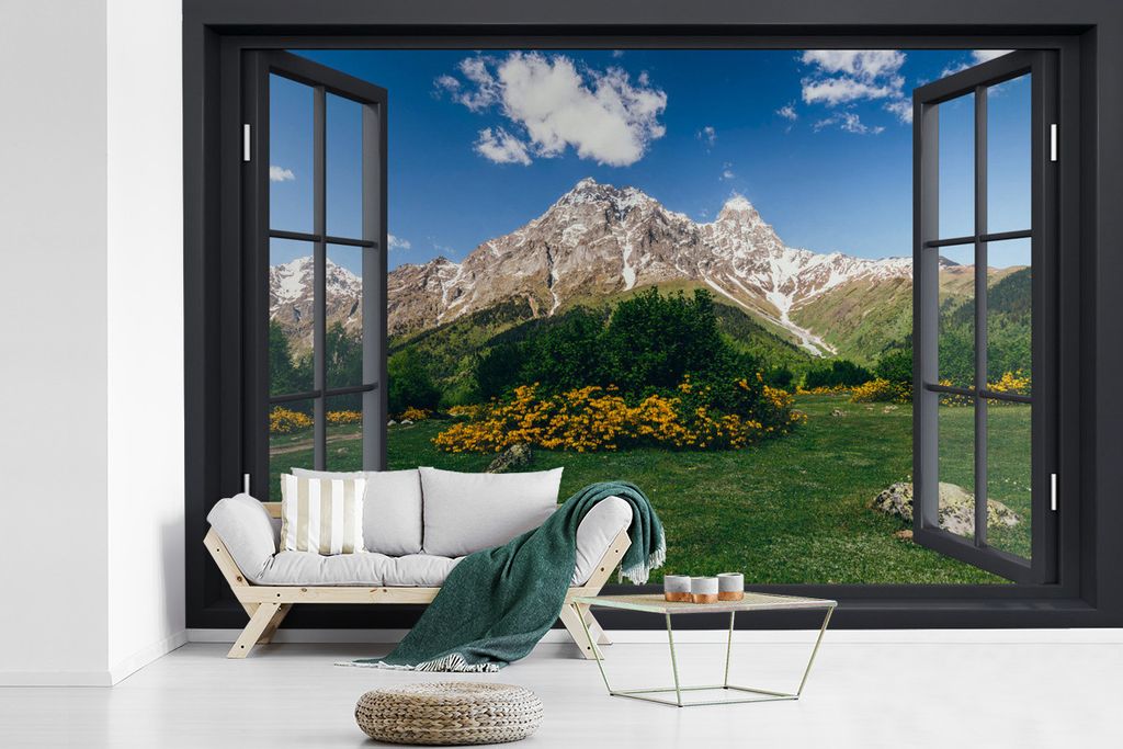 MuchoWow Fototapete für Wohnzimmer oder Schlafzimmer Wandtapete Vinyl Motivtapete Aussicht - Natur - Berge - 330x220 cm - Fototapeten