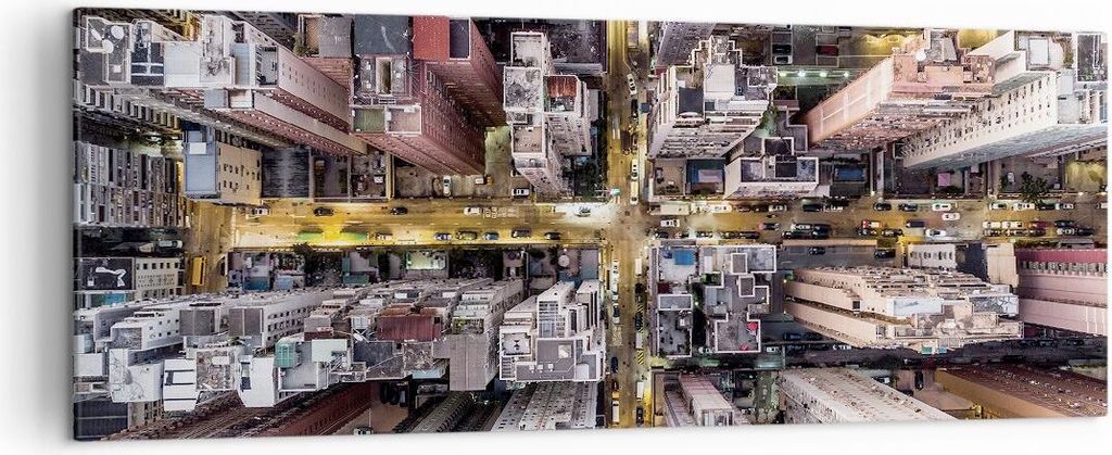Bild auf Leinwand - Leinwandbild - Einteilig - Metropole Luftaufnahmen Straße - 140x50cm - Wand Bild - Wanddeko - Wandbilder - Leinwanddruck - Bil...