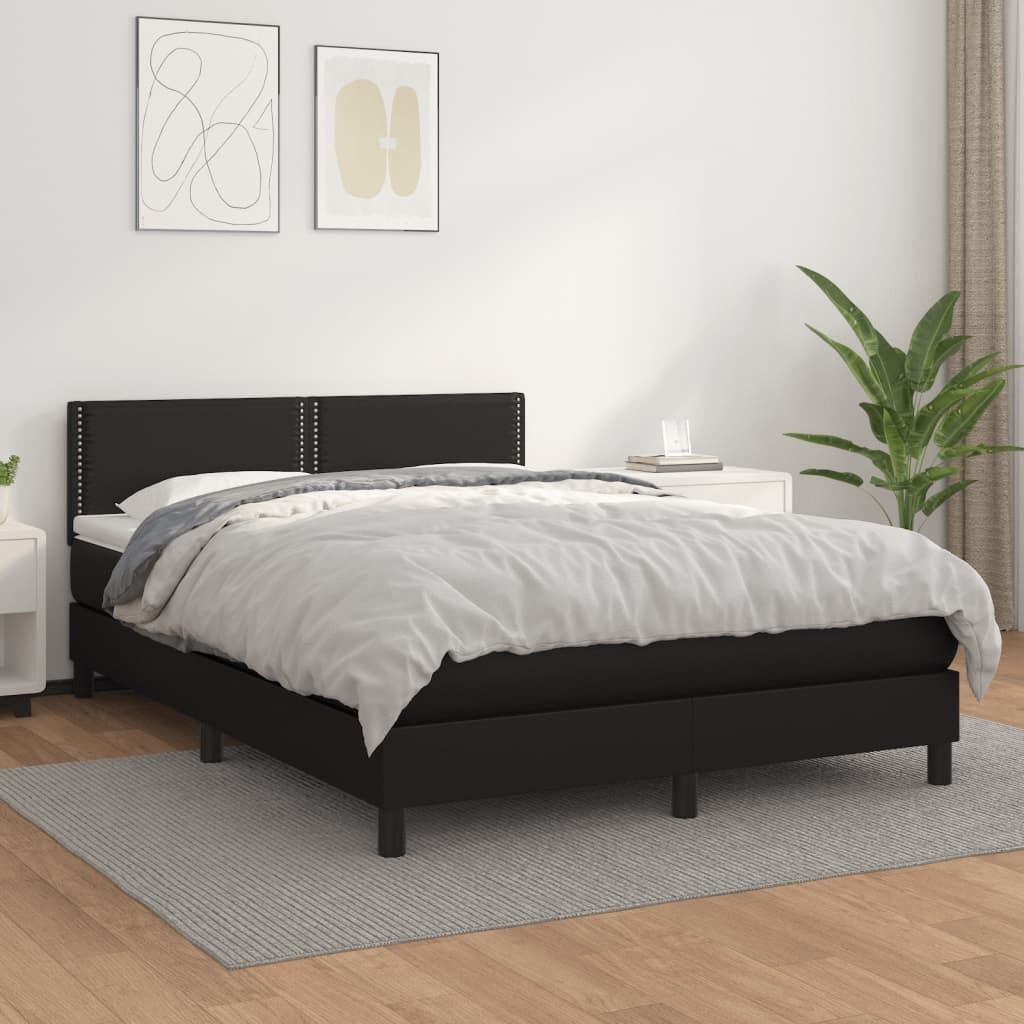 Maison Exclusive - Boxspringbett mit Matratze Schwarz 140x190 cm Kunstleder