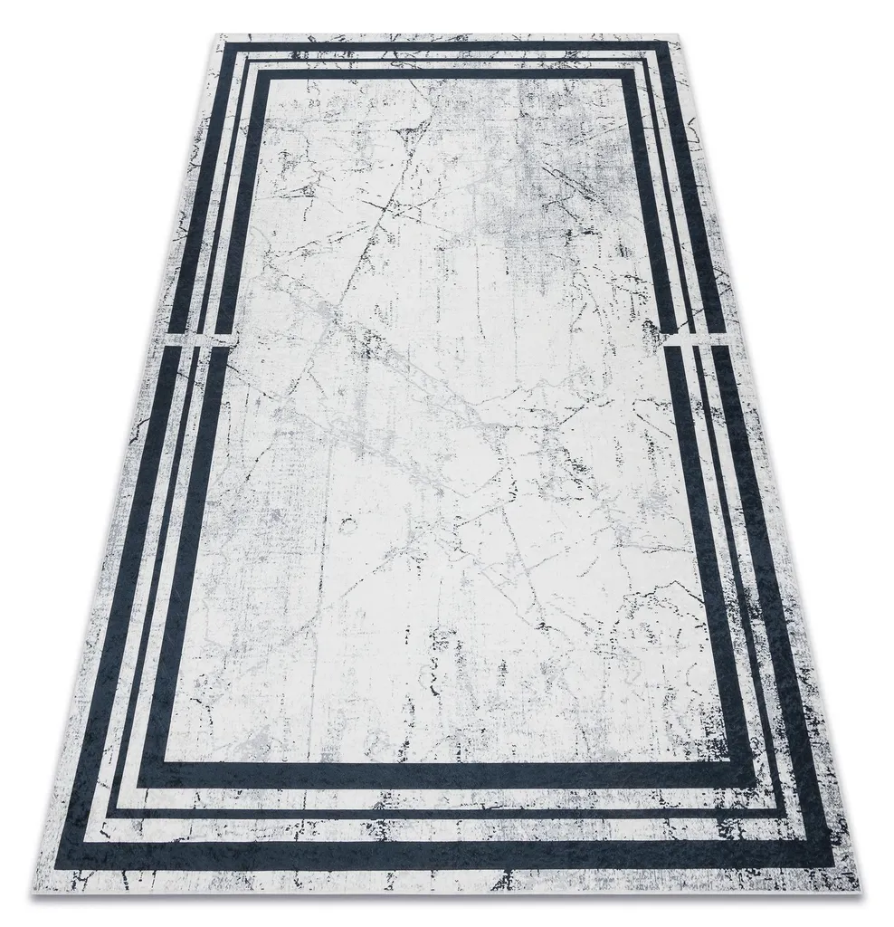 Tapis antidérapant marbre noir et blanc lavable ANDRE 160x220 cm