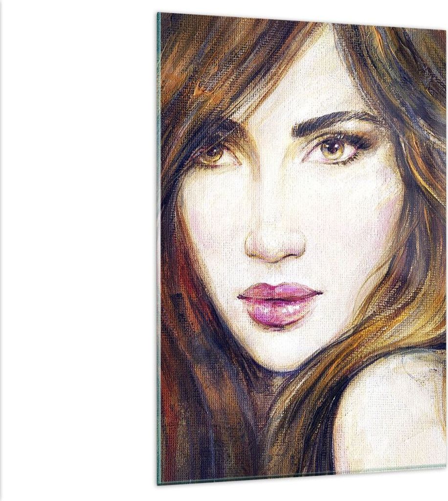 Bilder auf glas - Einteilig - Frau Gesicht Lippen - 80x120cm - Glasbilder - Wandbilder - Bilder - zum Aufhängen bereit - Wanddekoration aus Glas -...