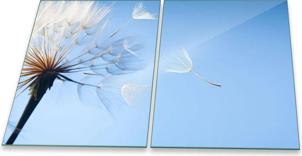 Piastra Vetro Piano Cottura 2x 40x52 Dandelion White - Tagliere XL