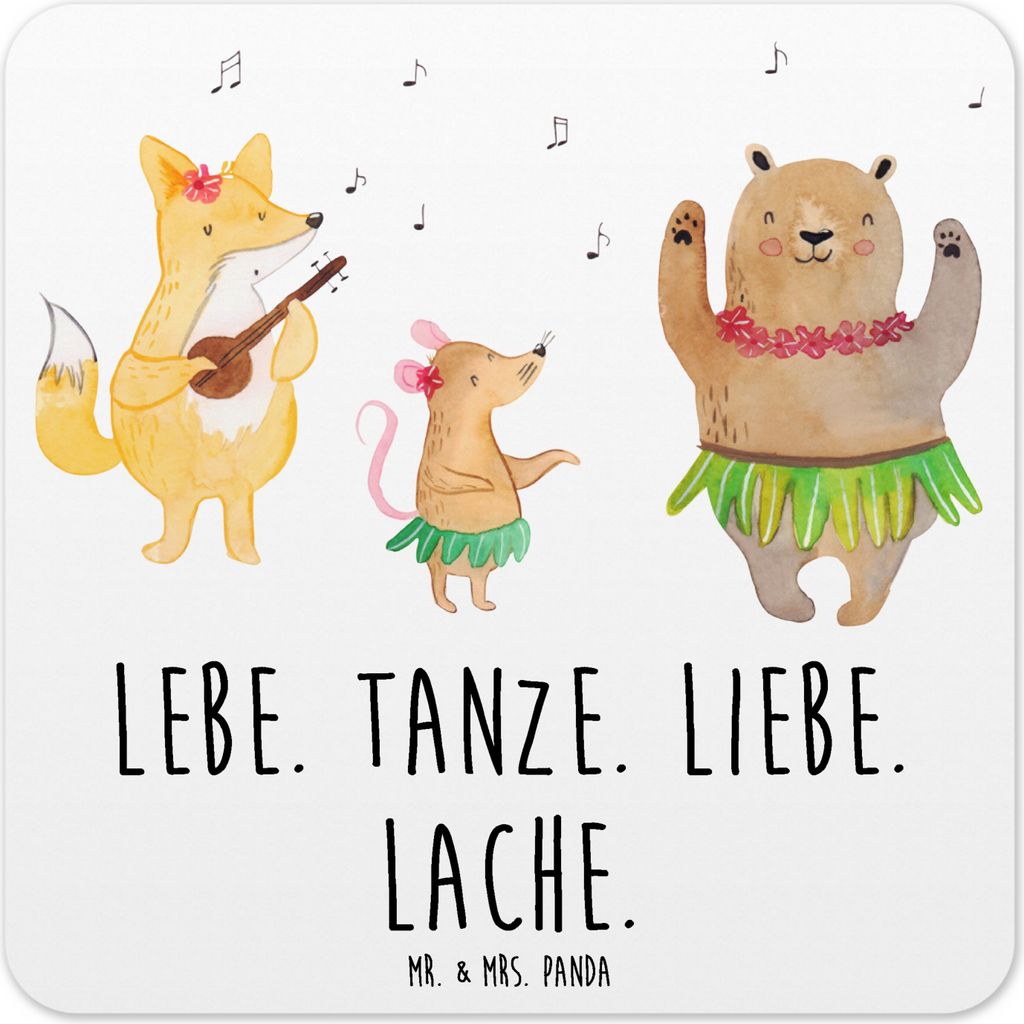 Mr. & Mrs. Panda Untersetzer für Gläser Waldtiere Aloha 10er Set - Weiß - Geschenk, Tassenuntersetzer, Musik, Glas-Untersetzer, Hase, Igel, Coas...