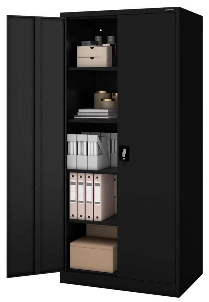 Aktenschrank abschließbar JAN 5 Ebenen verstellbar Flügeltüren | Metallschrank Werkstatt Mehrzweckschrank Büroschrank aus Stahl Werkzeugschrank...