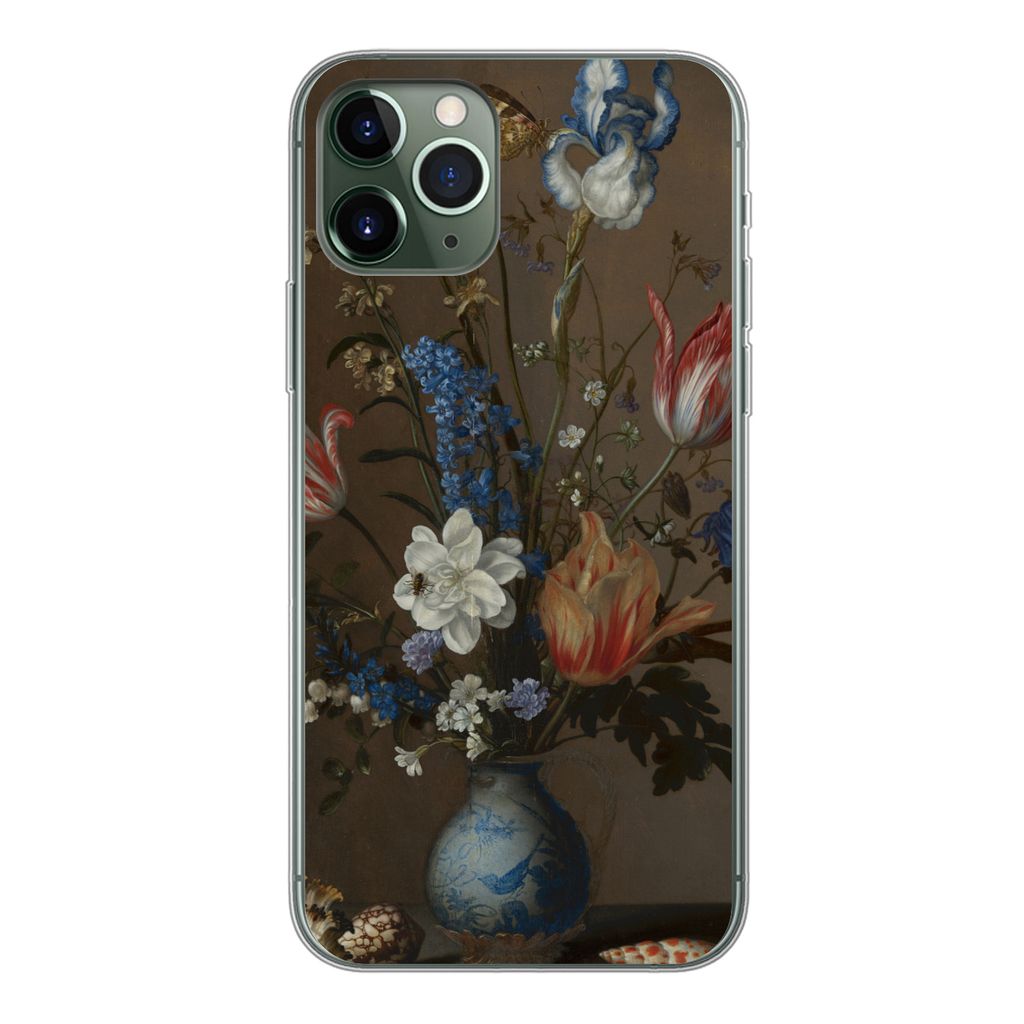 MuchoWow Handyhülle Schutzhülle Hülle für iPhone 11 Pro Blumen in einer Wan-Li-Vase und Muscheln - Gemälde von Balthasar van der Ast Silikon...