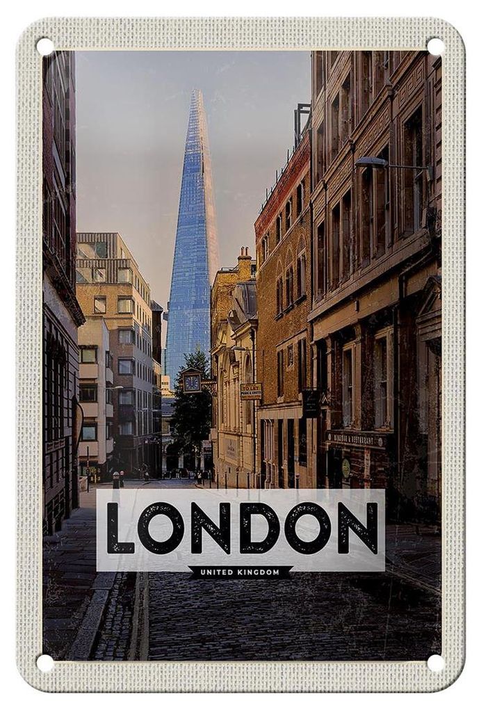 Blechschild Reise 12x18cm London UK Innenstadt Reiseziel Trip Schild
