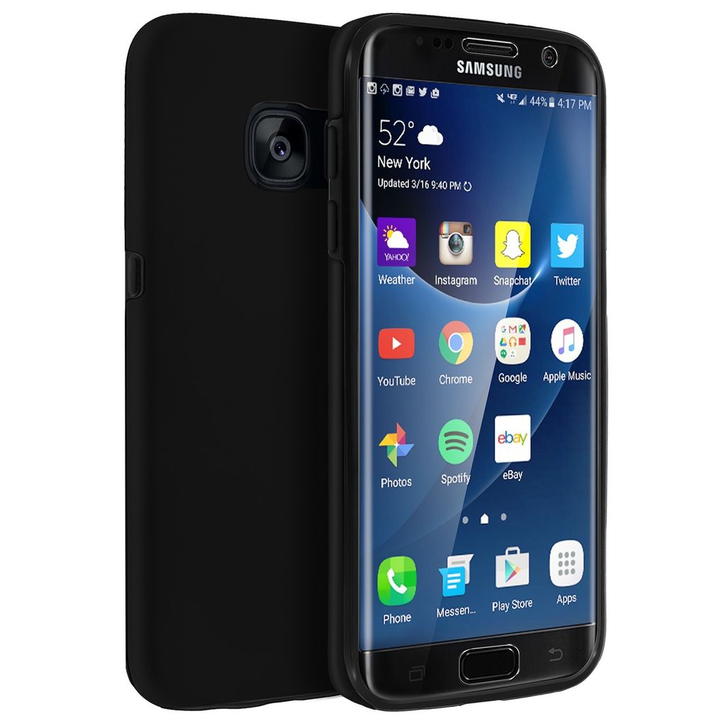 Avizar, Schutzhülle für Samsung Galaxy S7 Edge, Vorder- + Rückseite, Schwarz