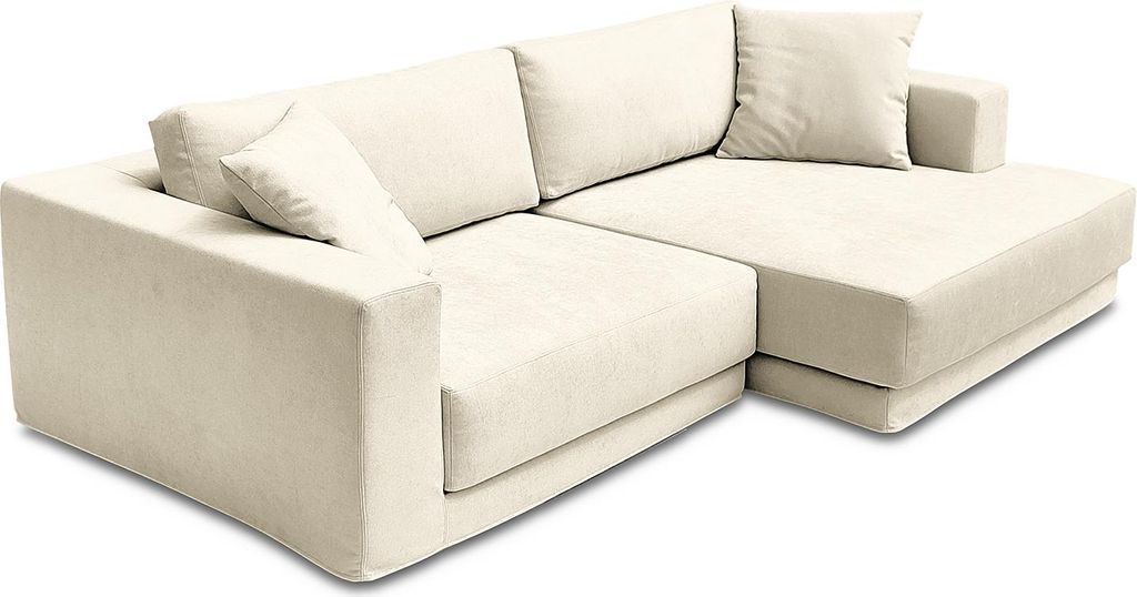 home24 Ecksofa mit Wechselbezug - Longchair - Webstoff