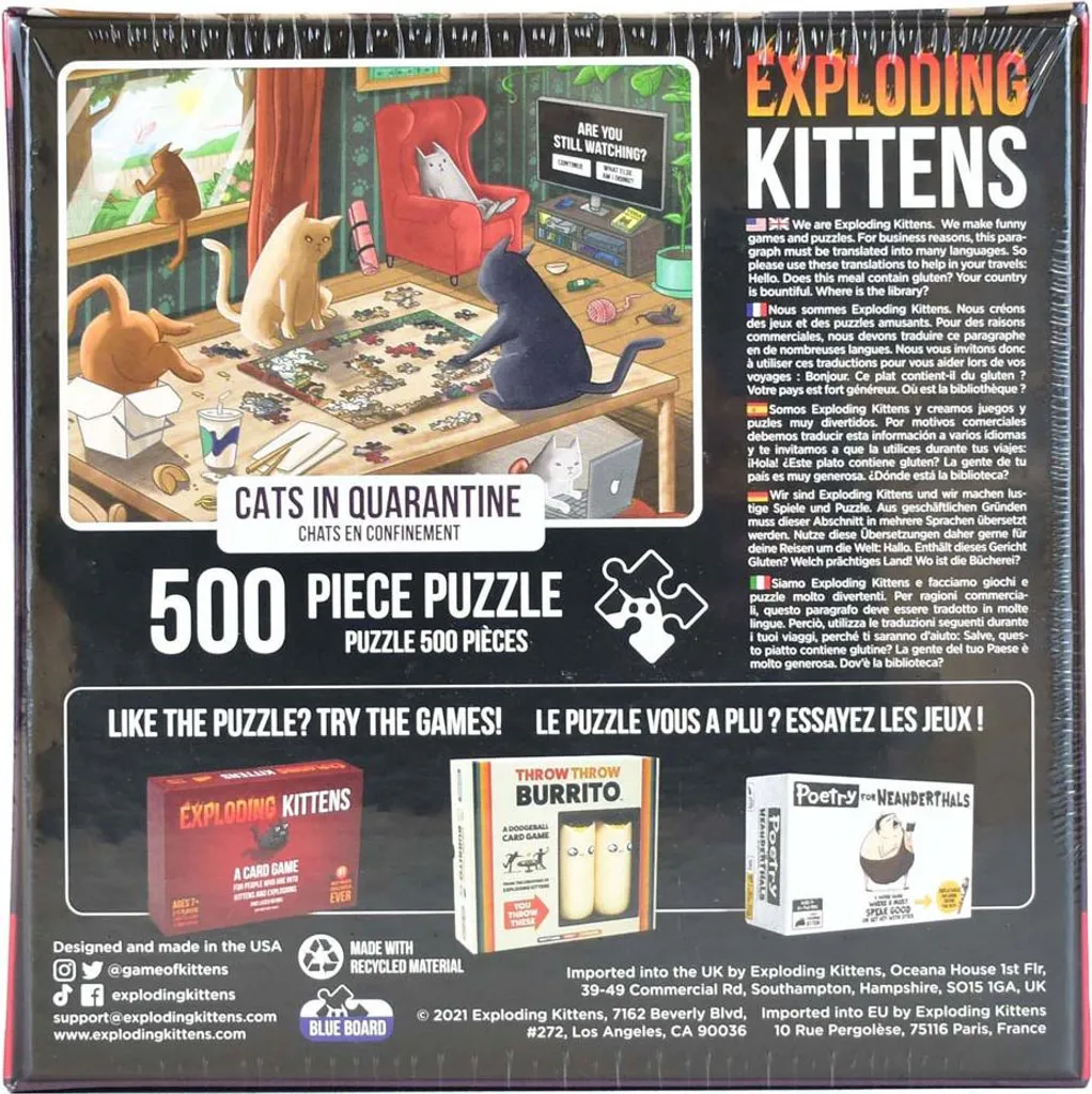 Puzzle Exploding Kittens en Carton Recyclé de Haute Qualité