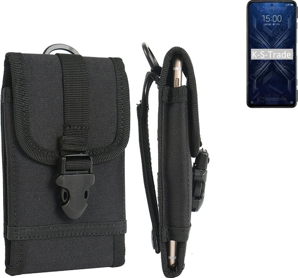 K-S-Trade Holster Handy Hülle kompatibel mit Xiaomi Black Shark 4 Pro Holster Handytasche Gürtel Tasche Schutz Hülle Robust Outdoor schwarz