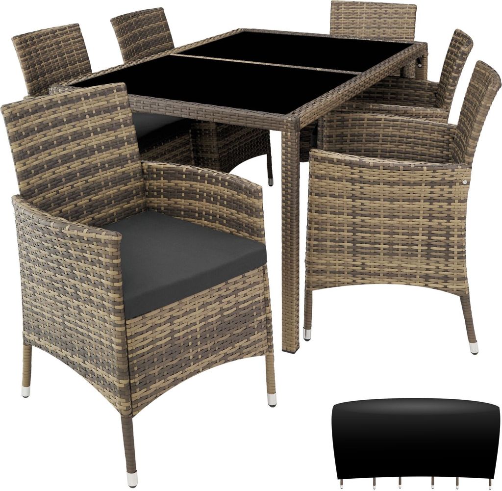 tectake® Rattan Sitzgruppe Porto für 6 Personen Produktbild 