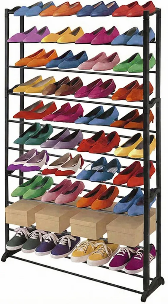 Étagère chaussures contre le désordre, 40 paires, métal noir résistant