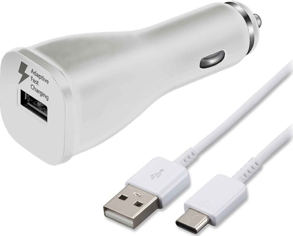 KFZ Schnell-Ladegerät für Original Samsung Galaxy Note 10, Note 10 Lite, Note 10+ + 1,2m weiß USB Typ-C Ladekabel 15W PKW LKW Auto Car Charger