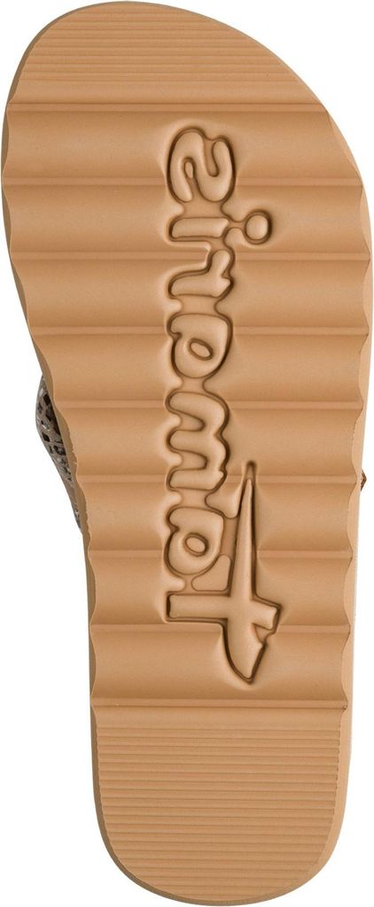 Tamaris Damen Pantolette Zehentrenner mit gemustertem Stoffriemen 1-27149-46, Größe:36 EU, Farbe:Beige