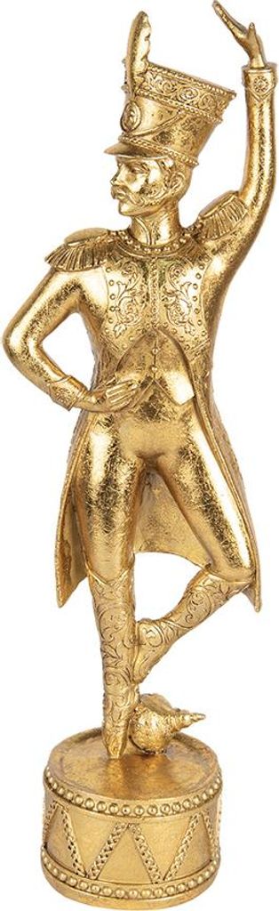 Clayre & Eef Weihnachtsdekorationsfigur Nussknacker 14x10x45 cm Goldfarbig Kunststoff