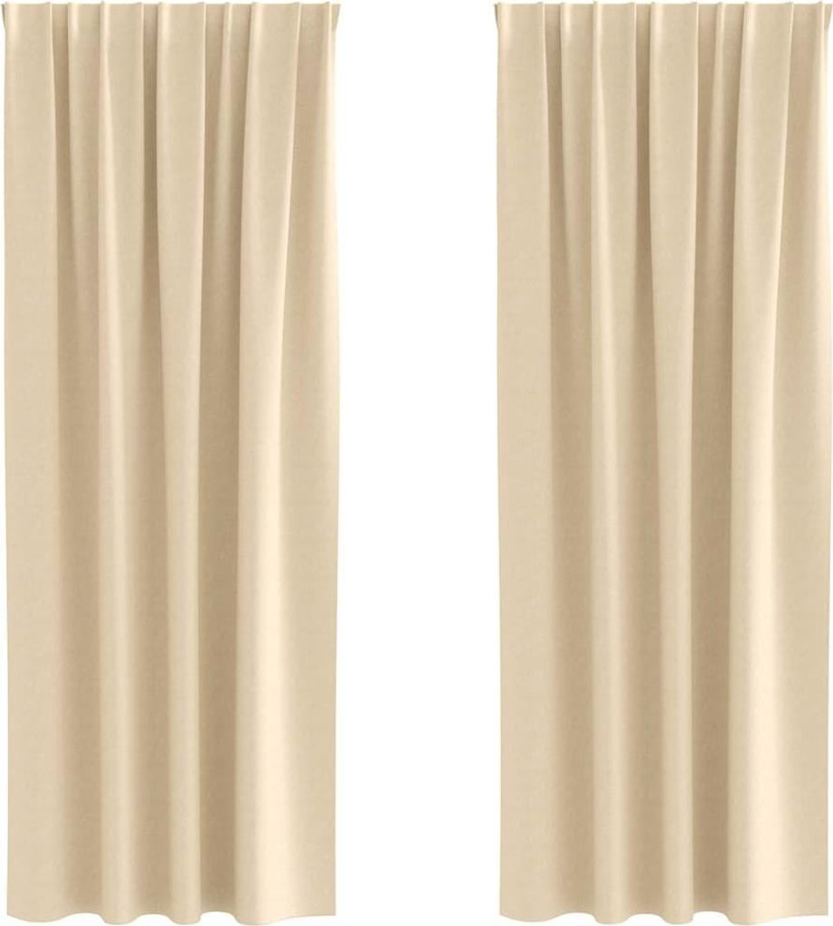 vidaXL Verdunkelungs-Vorhänge mit Ringen 2 pcs Creme 225 x 140 cm