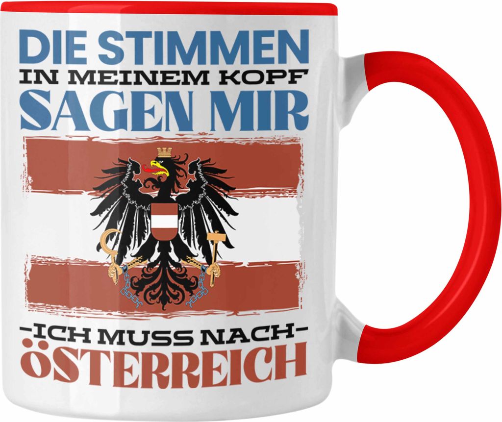 Trendation - Österreich Tasse Urlaub Heimat Geschenk Spruch Österreicher Austria Geschenkidee (Rot)
