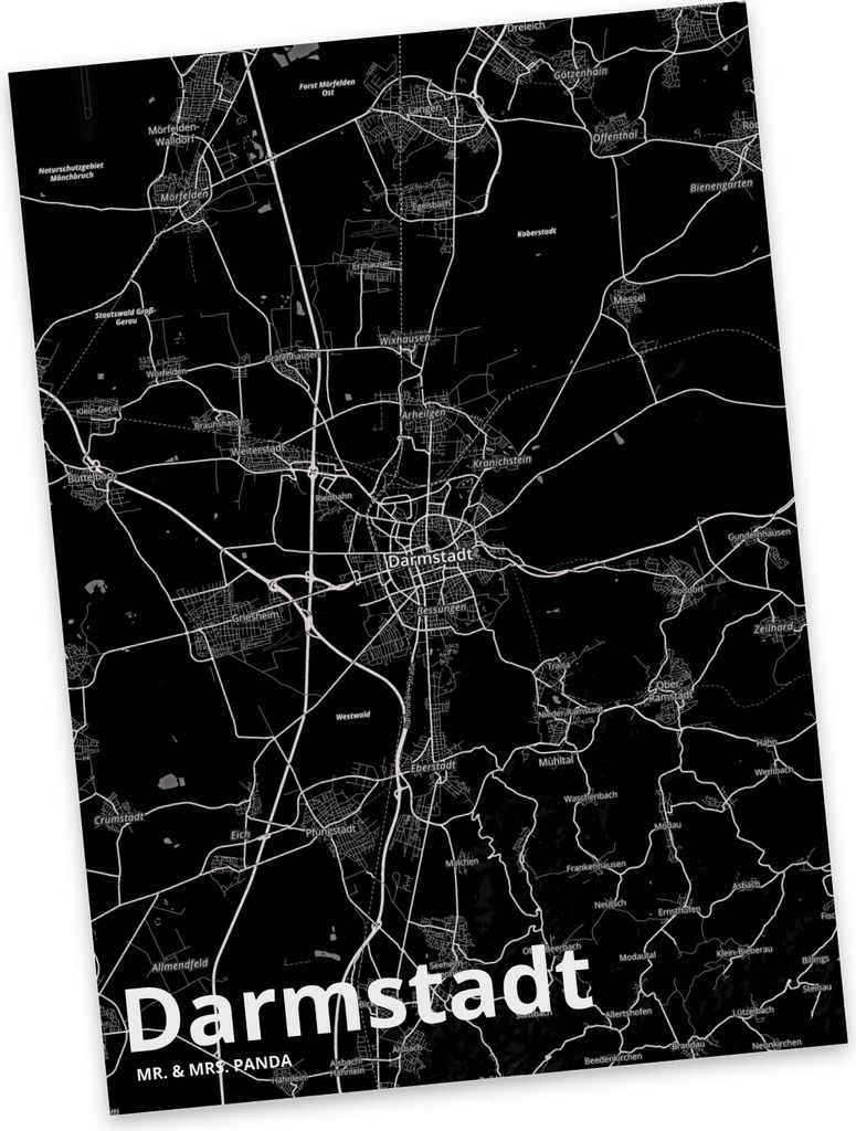 Mr. & Mrs. Panda Grußkarte Darmstadt - Geschenk, Ansichtskarte, Stadt, Postkarten, Postkarte, bildkarte, Ansichtskarten, Dorf Karte Landkarte Map ...