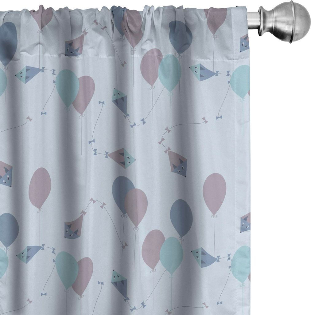 ABAKUHAUS Kites Vorhänge, Gardinen, Tierdrachen, die in den Himmel mit Ballon-Babyparty-Karikatur fliegen, 2 Stück 75 x 225 cm, Getrocknete Rose ...