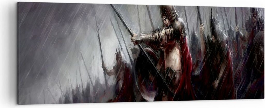 Bild auf Leinwand - Leinwandbild - ritter kampf feld - 140x50cm - Wand Bild - Wanddeko - Wandbilder - Leinwanddruck - Bilder - Kunstdruck - Wanddek...