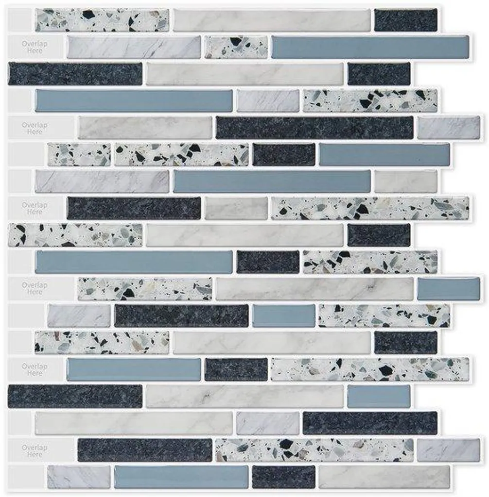Crédence adhésive 3D bleue en vinyle 30x30 cm pour rénovation murale