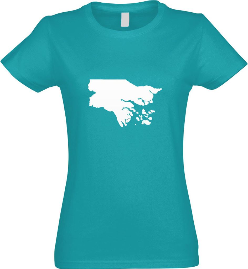 Kiwistar - T-Shirt tailliert - Damen - türkis - Guinea-Bissau Umriss Kontur - mit Motiv Bedruckt - Funshirt Design - Sport - Freizeit - Damen - M