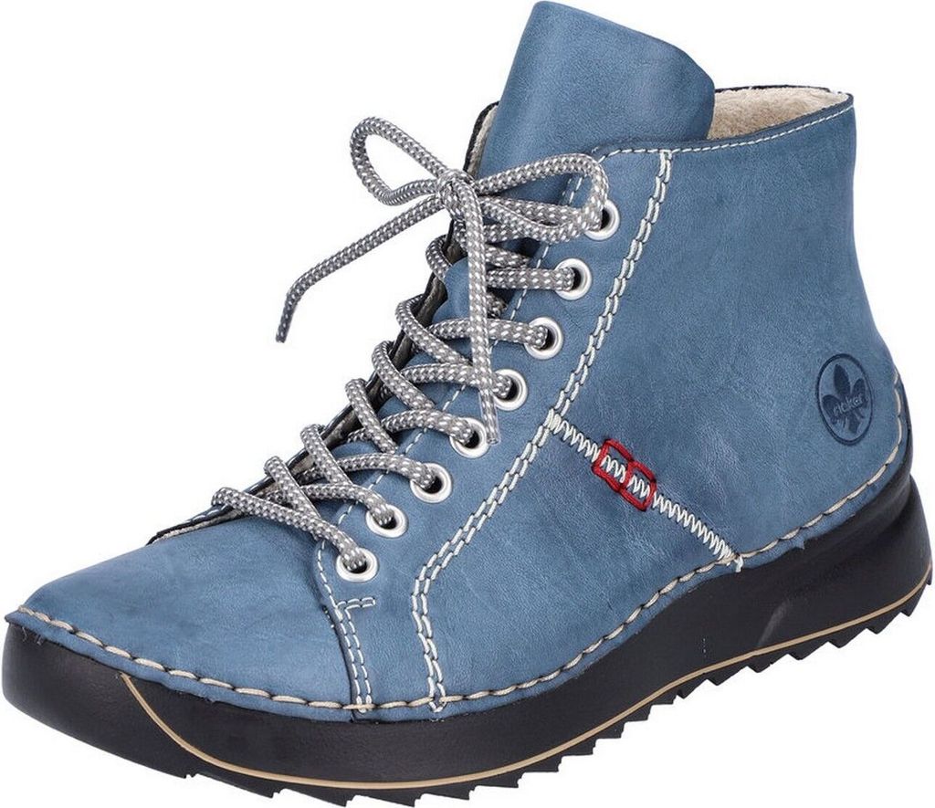 A single blue boot is shown against a white background.