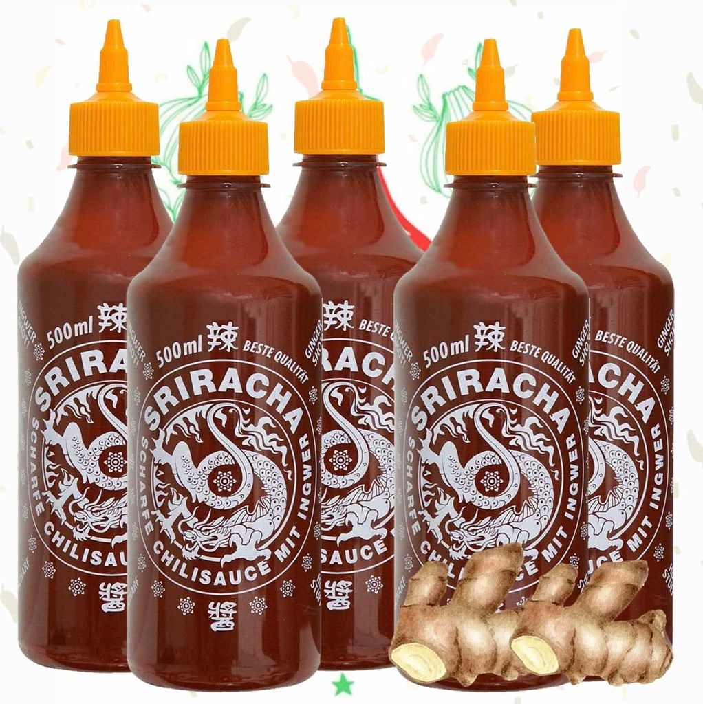 A-One Sriracha Sauce Ingwer 12 x 500ml Würzsaucen - 12er Vorteilspack Chilisauce - Perfekt für Gastronomie