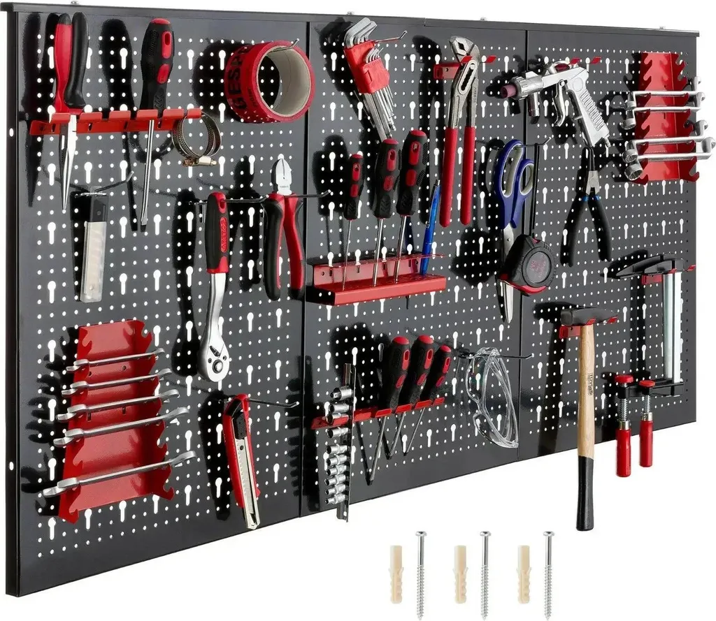 Panneau perforé outils 120x60 cm rouge : stop au désordre dans le garage