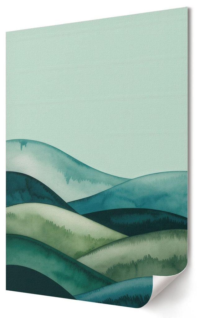 Grüne Hügel- Kunstdruck A1 (59x84 cm) - Dekorativ, rustikal, klassisch- Wandbild für Wohnzimmer Schlafzimmer & Flur, Modernes Poster Wanddeko, U...