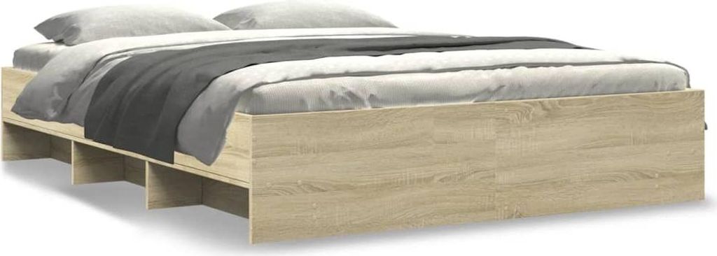 vidaXL Bettgestell ohne Matratze Sonoma-Eiche 150x200 cm Holzwerkstoff