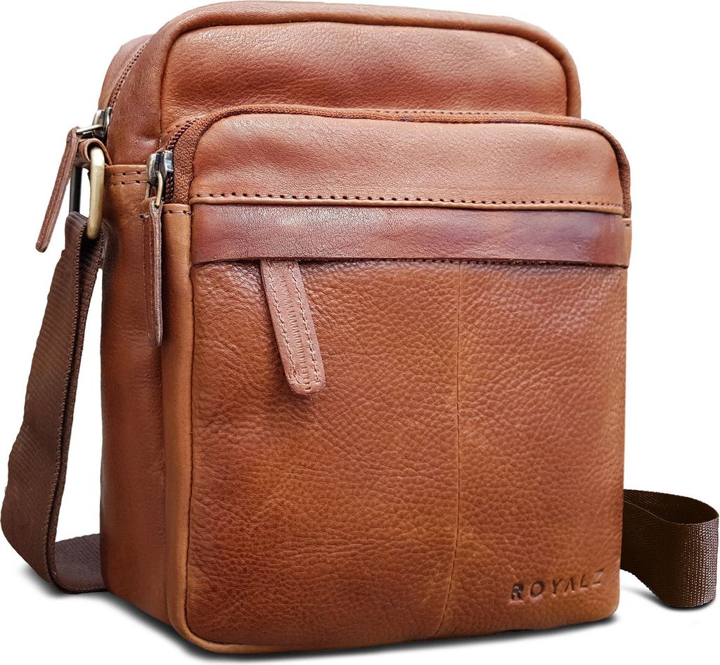 ROYALZ Echtleder Umhängetasche Herren Leder klein "Phoenix" moderne Vintage Schultertasche für Männer Ledertasche im kompakten Design Messenger ...