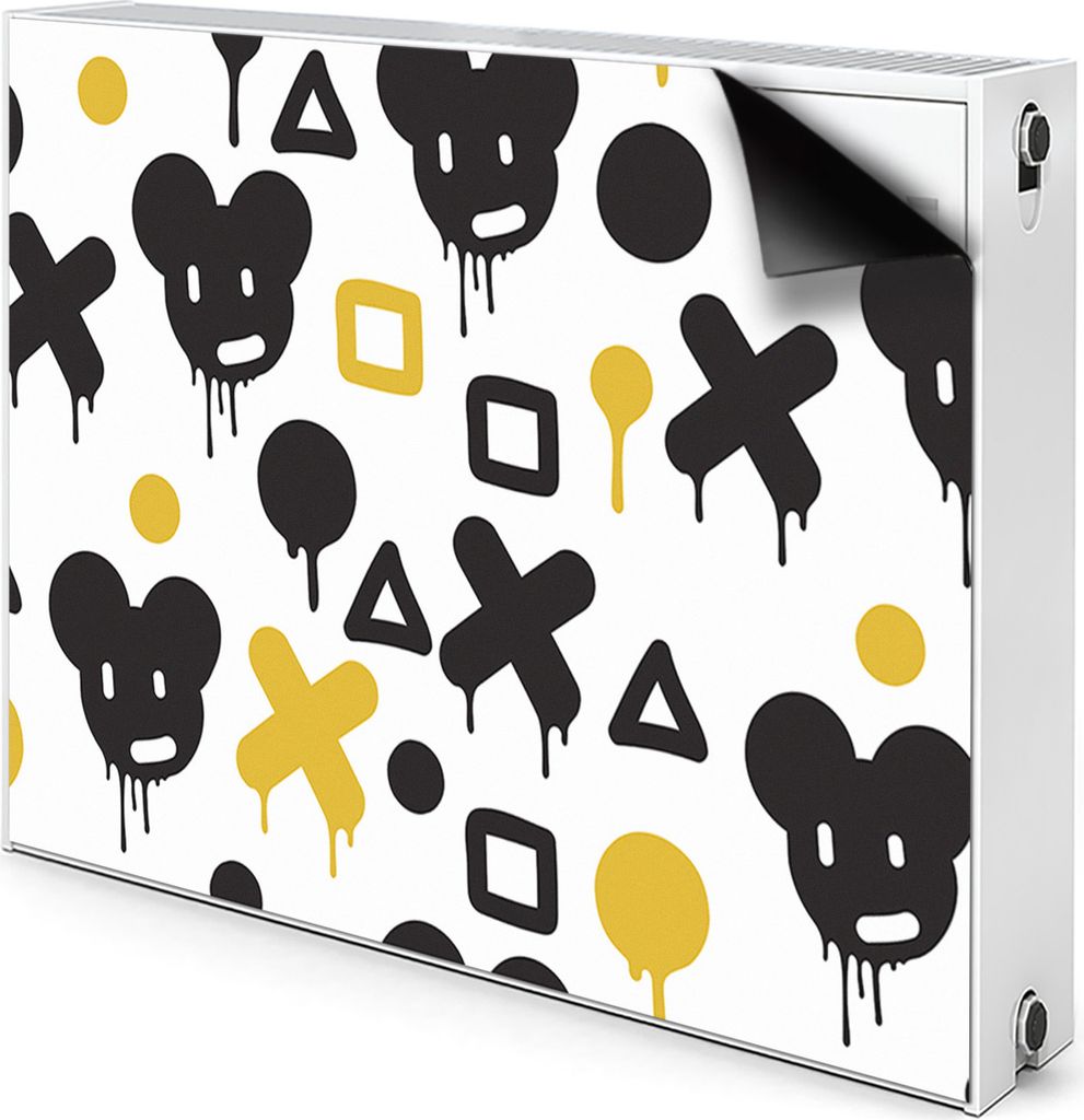 Magnet Radiator Magnet Mat Heizkörper Heizung Verkleidung Abdeckung 100x60 cm - Graffiti, schwarz und gelb