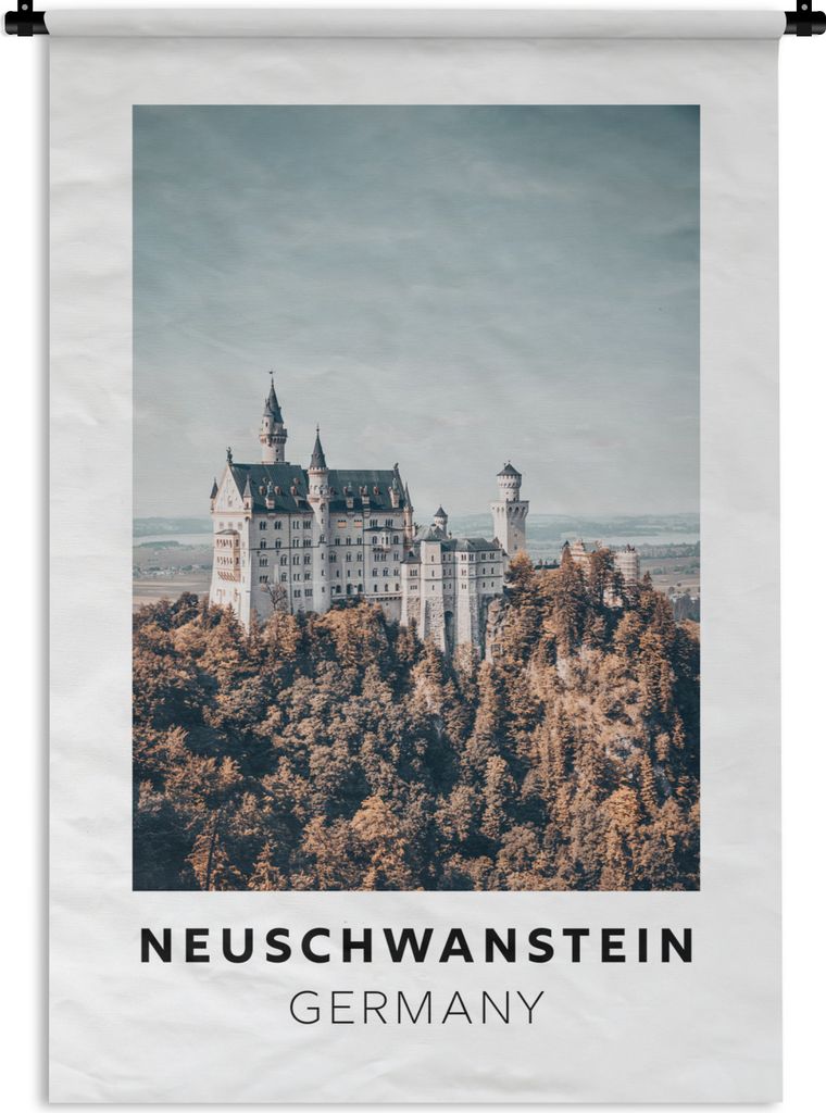 MuchoWow Wandteppich Wandbehang Deutschland - Schloss - Wald 60x90 cm Tapisserie Dekoration Wandtuch - Foto-Teppich - Abwaschbar