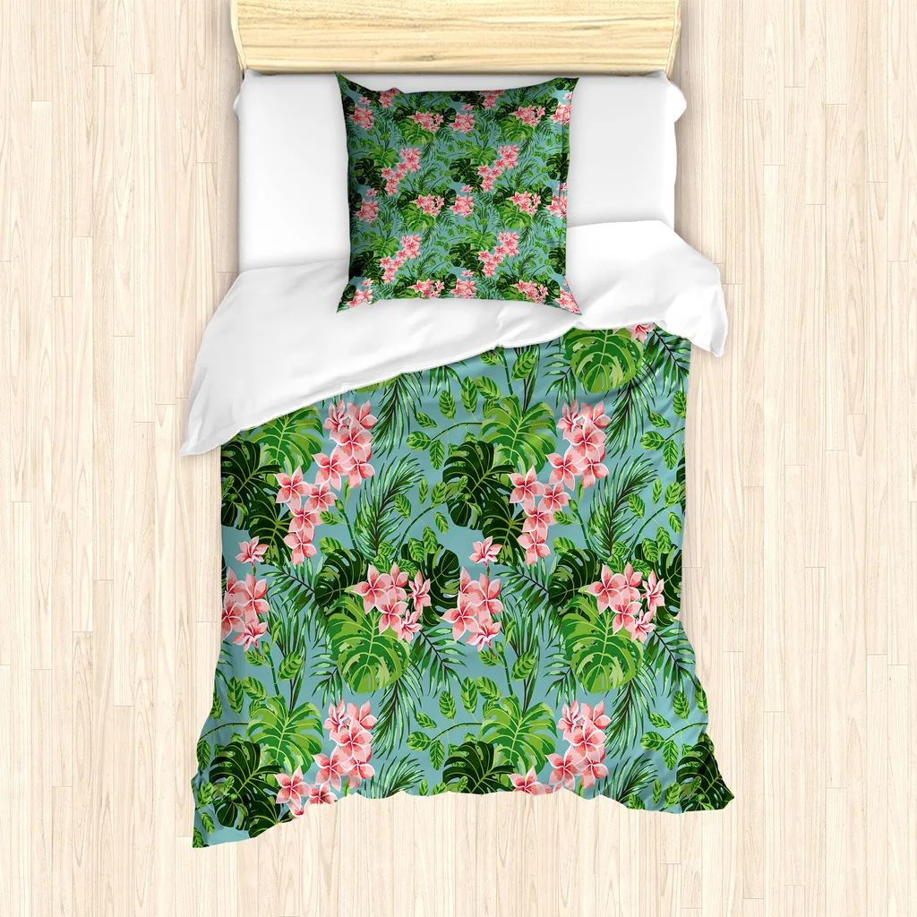 ABAKUHAUS Set Letto Singolo Luau Antiacaro Verde Acqua