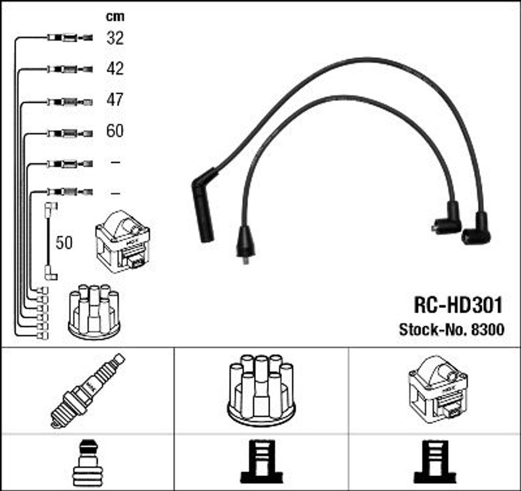 NGK 8300 Zündkabelsatz Zündleitungssatz für HYUNDAI ATOS (MX)
