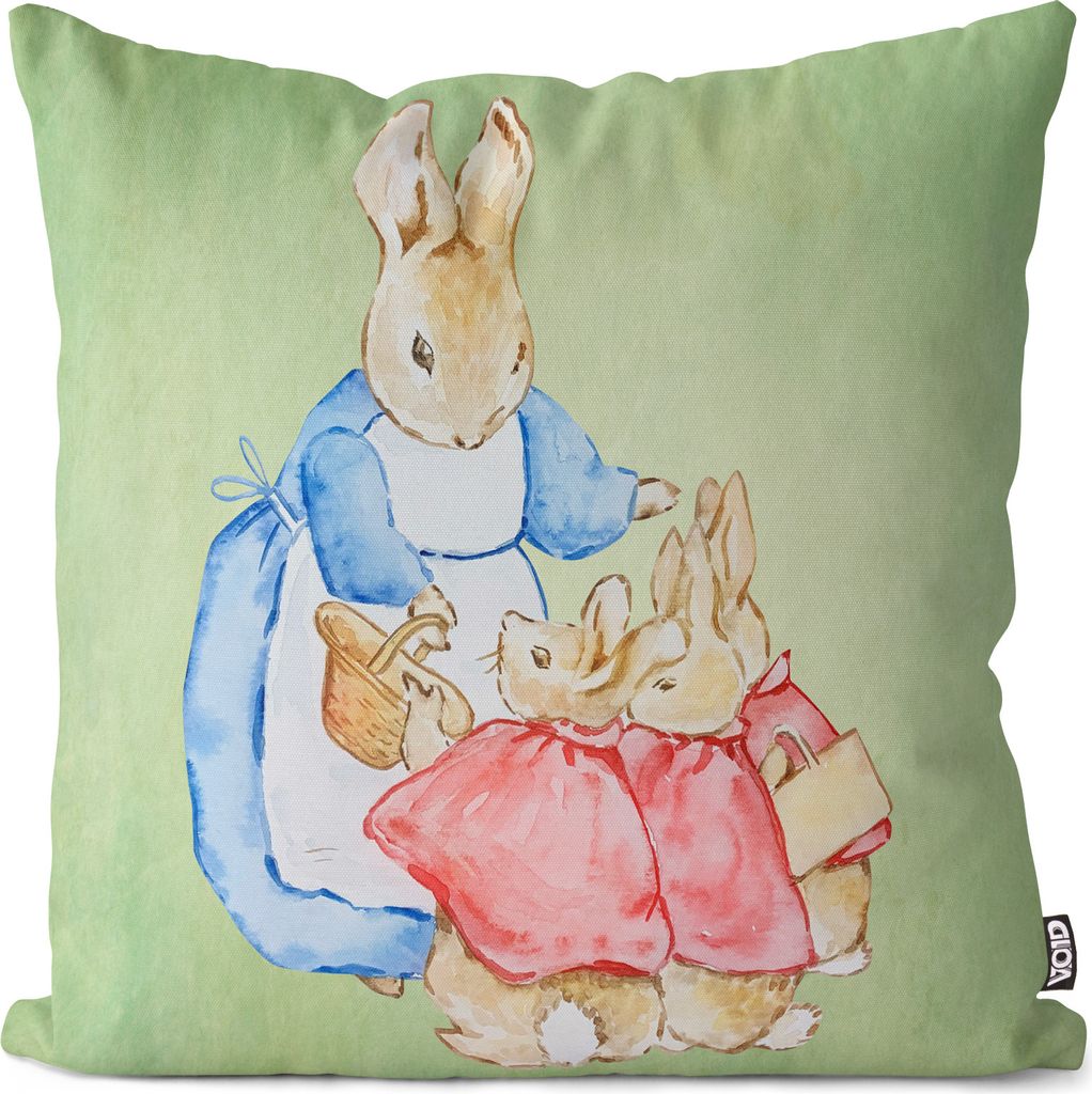 VOID Hasen Märchen Familie Kissenhülle Polyester Zierkissen Couchkissen Ostern Osterdeko Deko