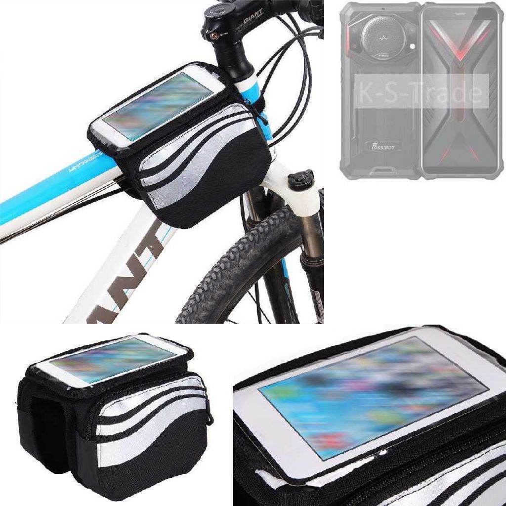 K-S-Trade Rahmentasche Fahrrad-Halterung kompatibel mit FOSSiBOT F101 Rahmenhalterung Fahrrad Handyhalterung Fahrradtasche Handy Smartphone Halterung