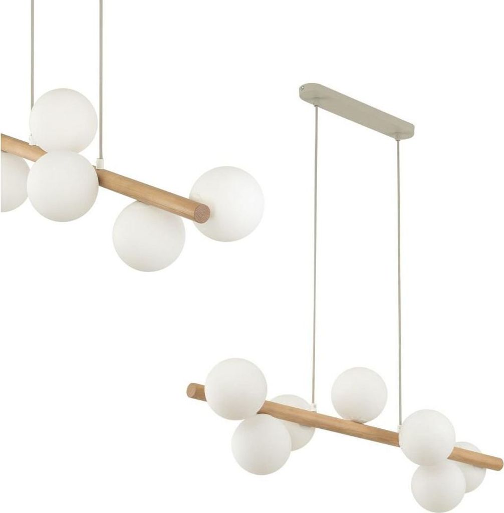 Hängeleuchte Estera Opalglas Holz Siebenflammig Deckenlampe Produktbild 
