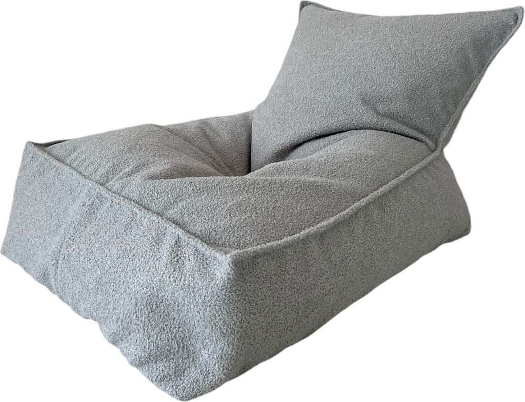 Monio for Kids - Grau Sitzsack Kinderpouf Bouclé Waschbarer Bezug Bequemer Sitz Kinderzimmer Möbel