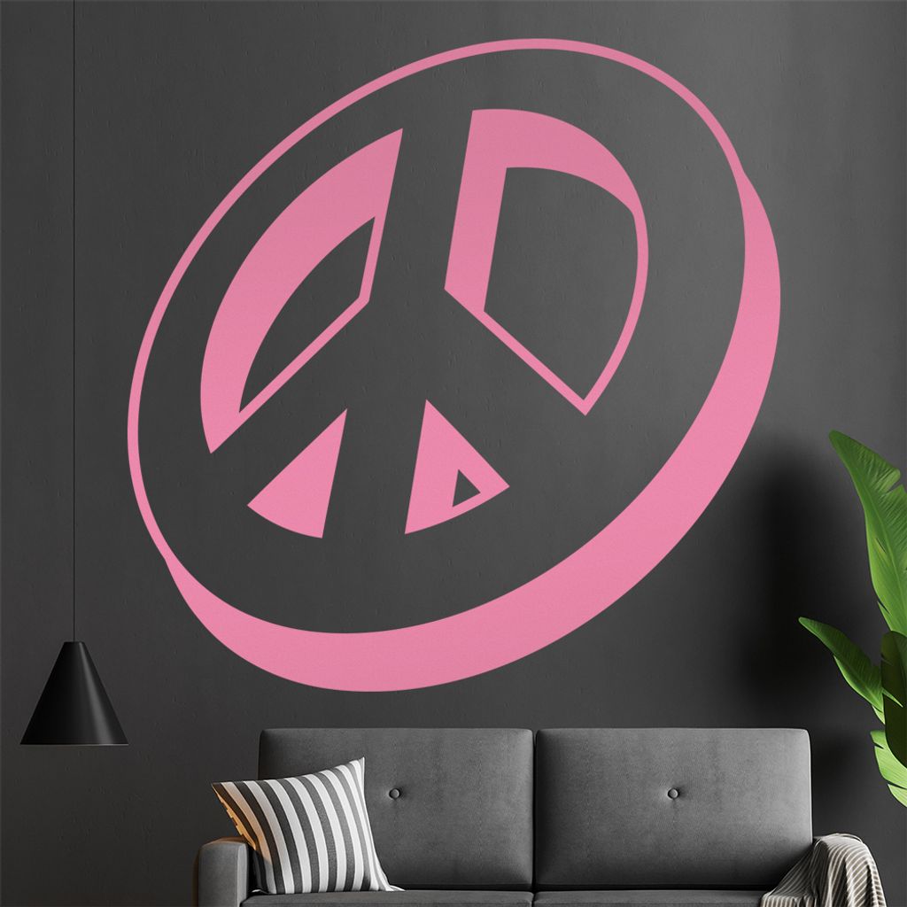 KIWISTAR Peace Zeichen - Frieden Button Wandtattoo in 6 Größen - Wandaufkleber Wall Sticker - Dekoration, Küche, Wohnzimmer, Schlafzimmer, Badez...