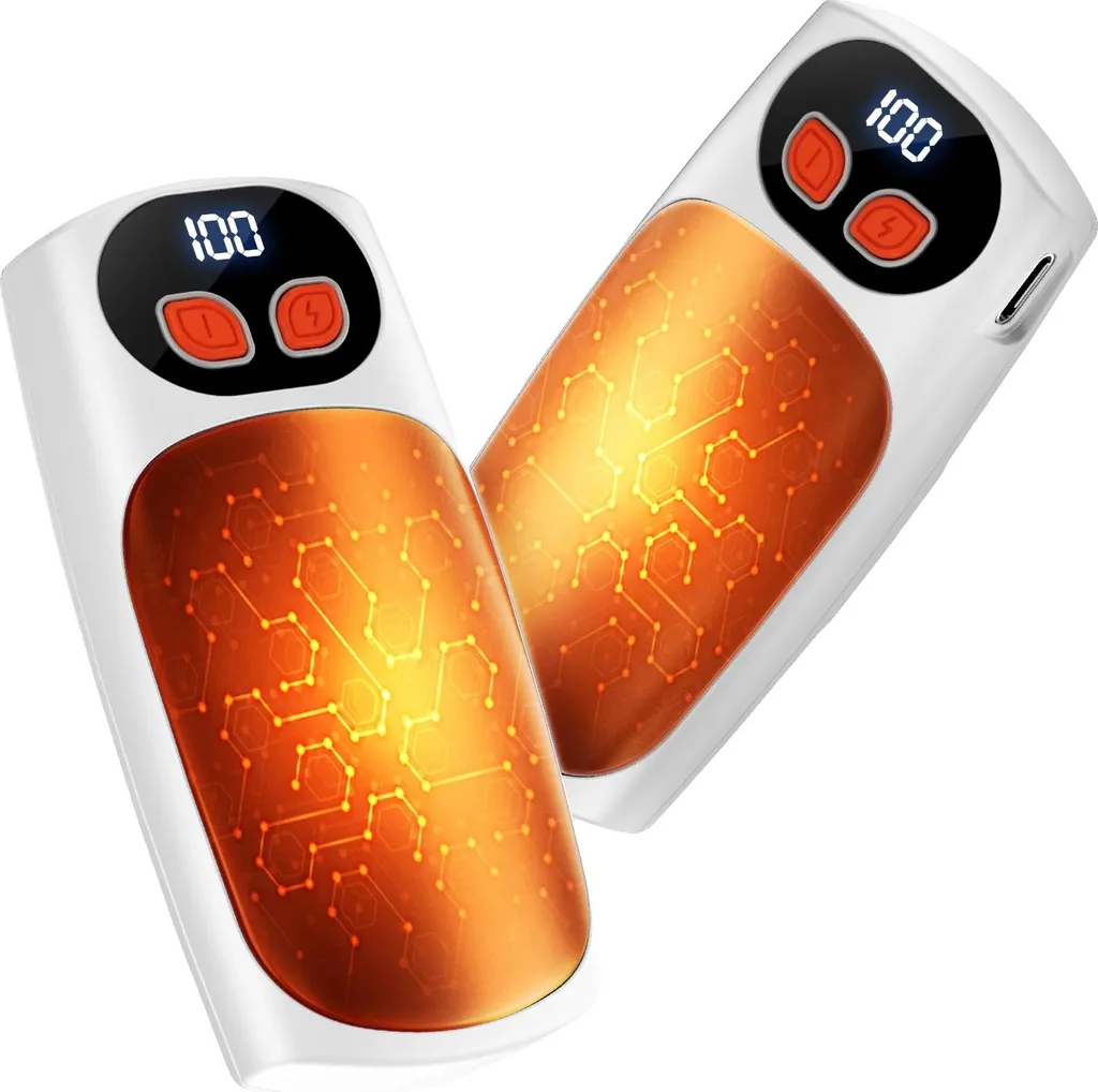 Scaldamani Ricaricabile USB, Scaldamani Elettrico 2 in 1, 6000 mAh, 4 Livelli di Temperatura, Calore in 3s e 9h Autonomia, Display LED, Scaldamani Portatile Blu per Campeggio, Sci, Golf, Regalo