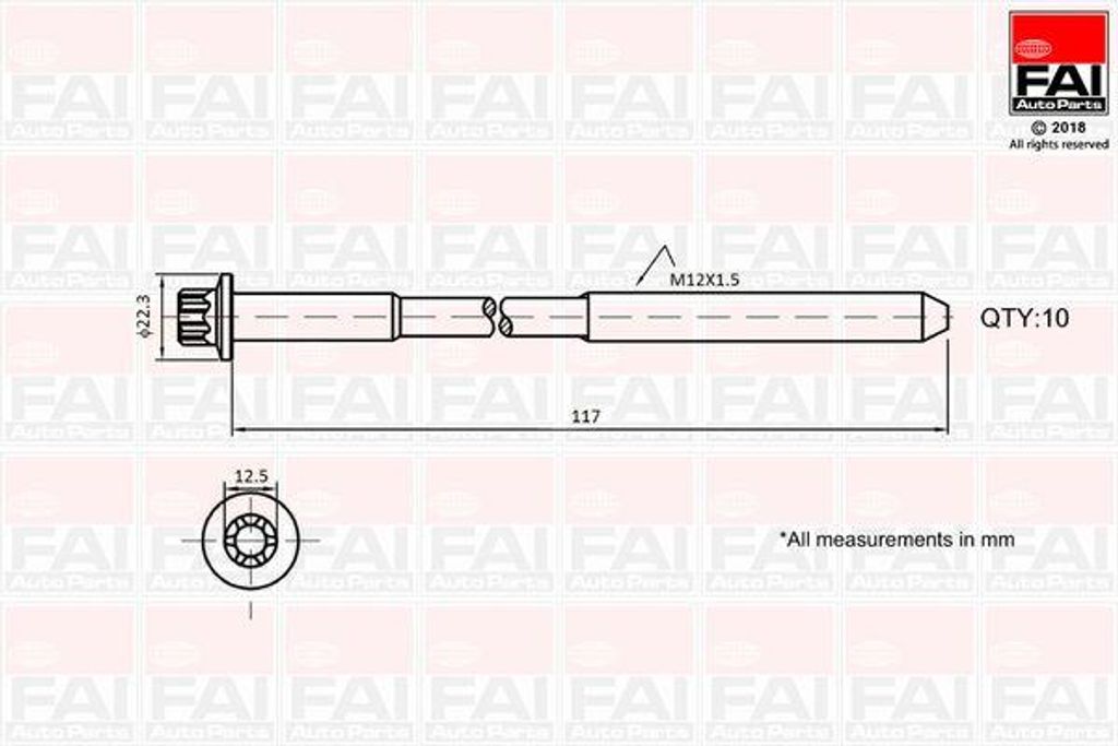 FAI AutoParts B1018 Zylinderkopfschraubensatz OE 7701471366 kompatibel mit Primastar, Vivaro, Avantime, Clio, Espace, Scenic, Laguna, Megane, Trafi...