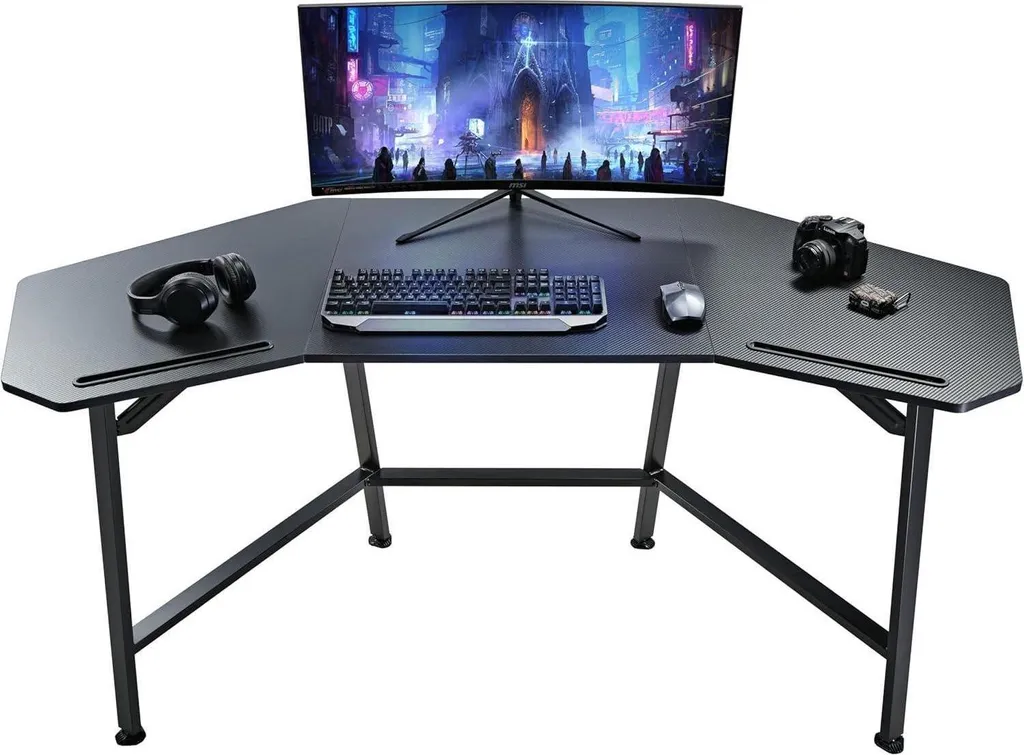 Table de jeu en aile 160 cm en carbone pour setup gaming et bureau pro