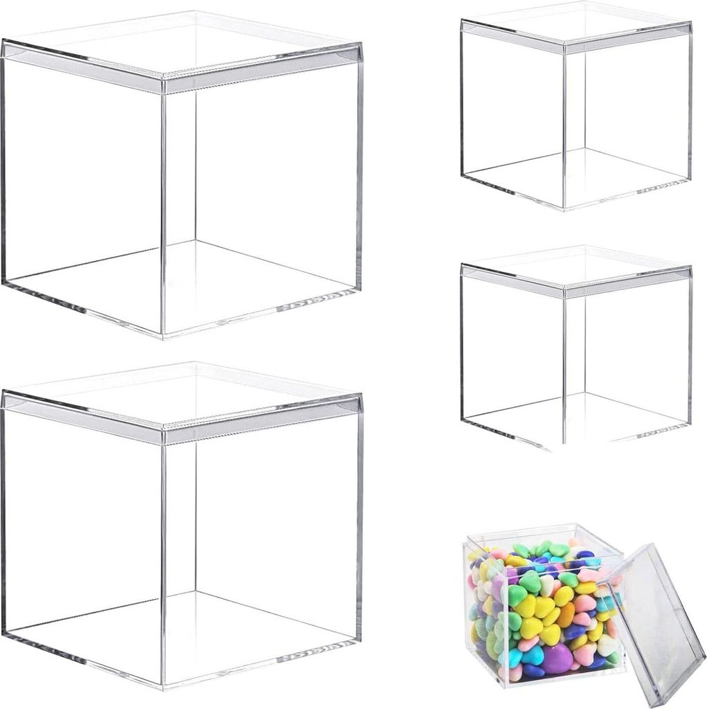 Transparente Acryl Box mit Deksel 4 Stuks für Sieraden und Snoepjes (10/8cm)