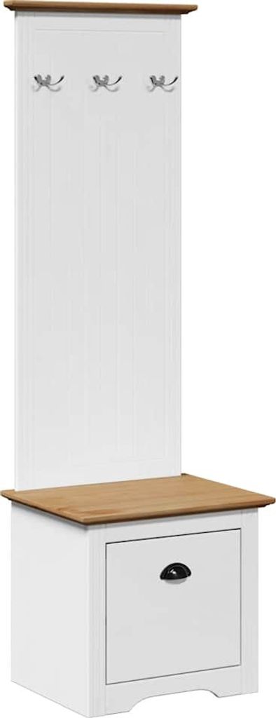 Flurschrank mit Haken BODO Weiß und Braun 50x40x157 cm